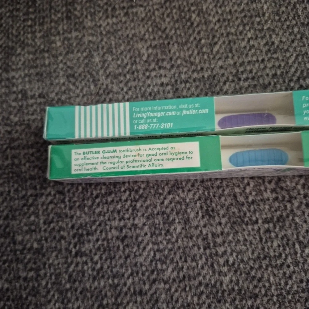 2 Vintage Butler Gum Toothbrush Full Size Head 460 Soft Bristles NOS Made In USA